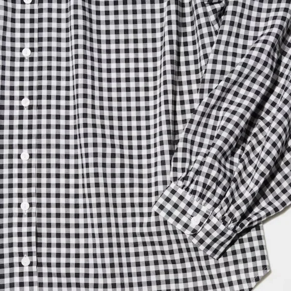 NWT Uniqlo Gathered Checked Volume Long Sleeve Blouse - Picture 4 of 6
